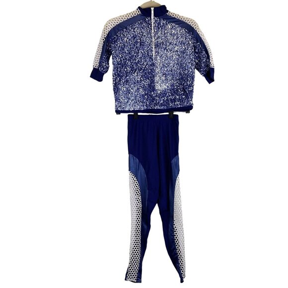 Awish Come True Girls Big Energy Blue Sequin Hip Hop Jacket Pants Costume Set - Picture 1 of 13